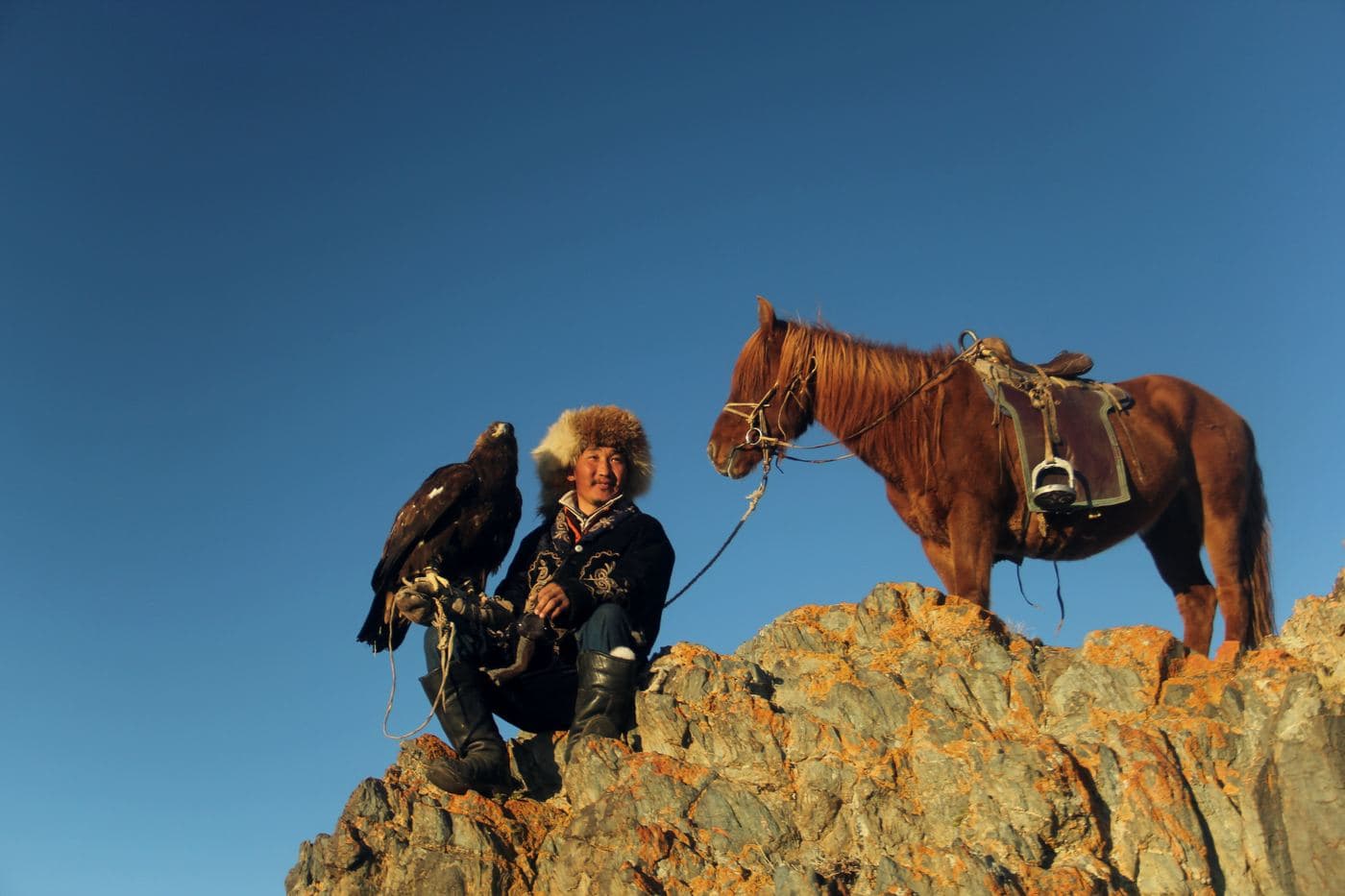Golden Eagle traditional and folk festival competition part. Western Mongolia, Bayan Ulgii province
