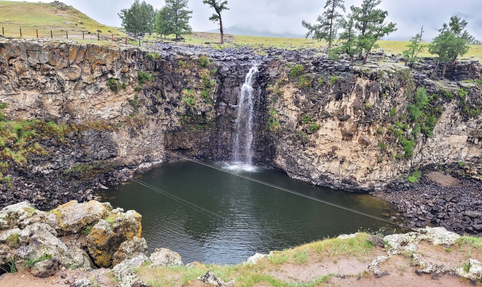 Ulaan Tsutgalan Waterfall in Orkhon Valley, Mongolia